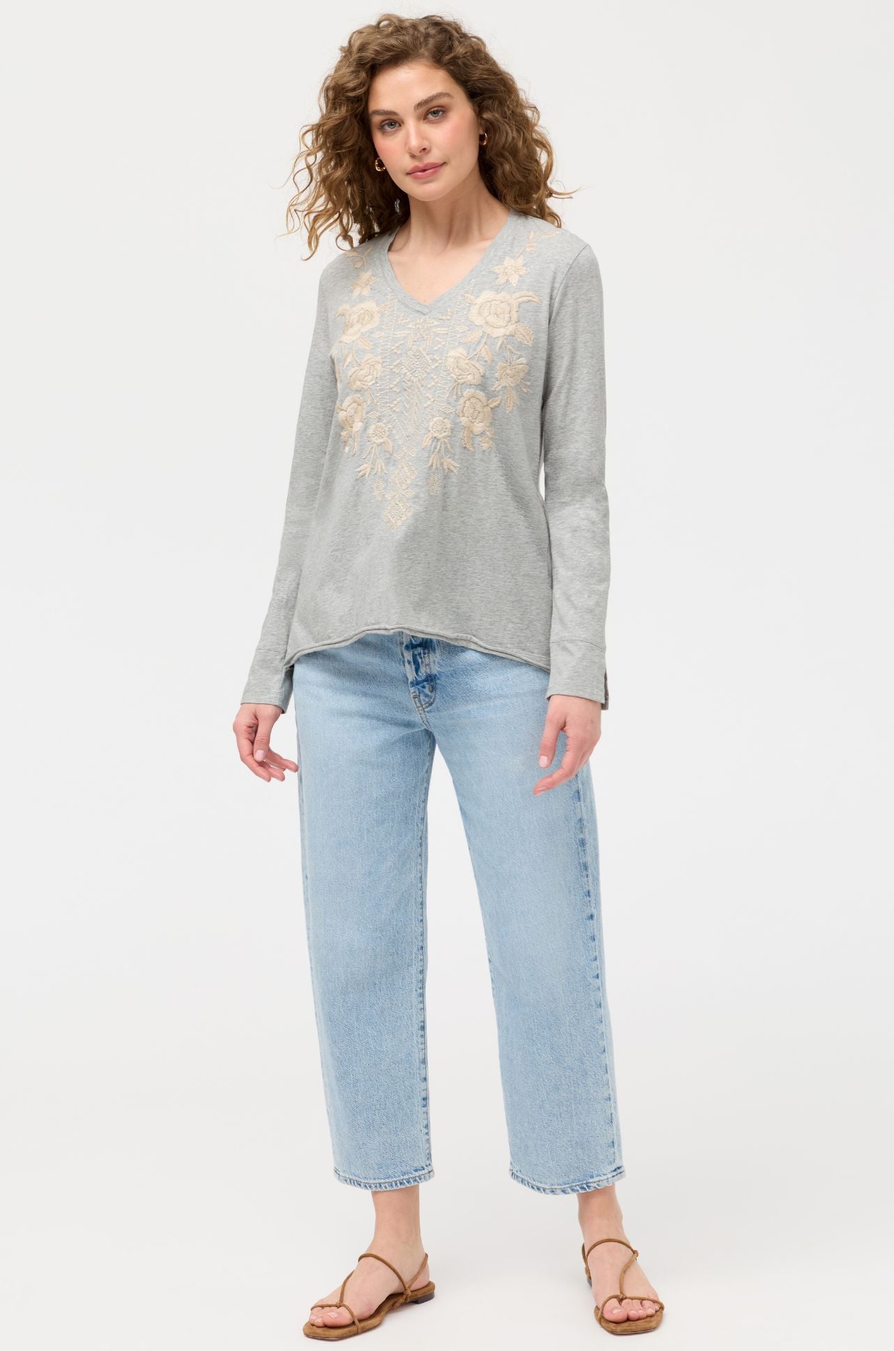 Johnny Was - Slit Sleeve Tee in Carmelita