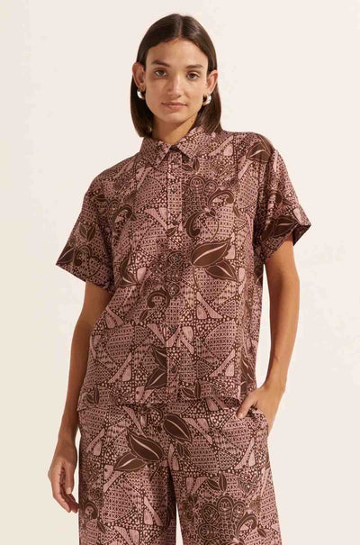 zoe kratzmann - jaunt top in cacao batik