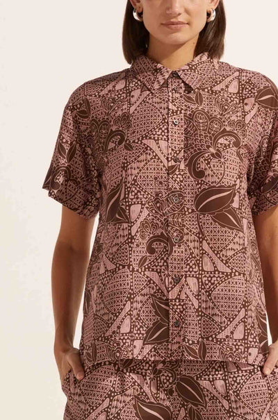 zoe kratzmann - jaunt top in cacao batik