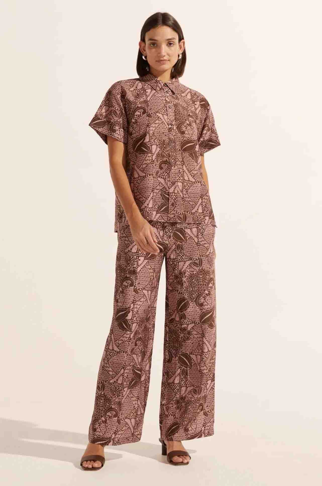 zoe kratzmann - jaunt top in cacao batik