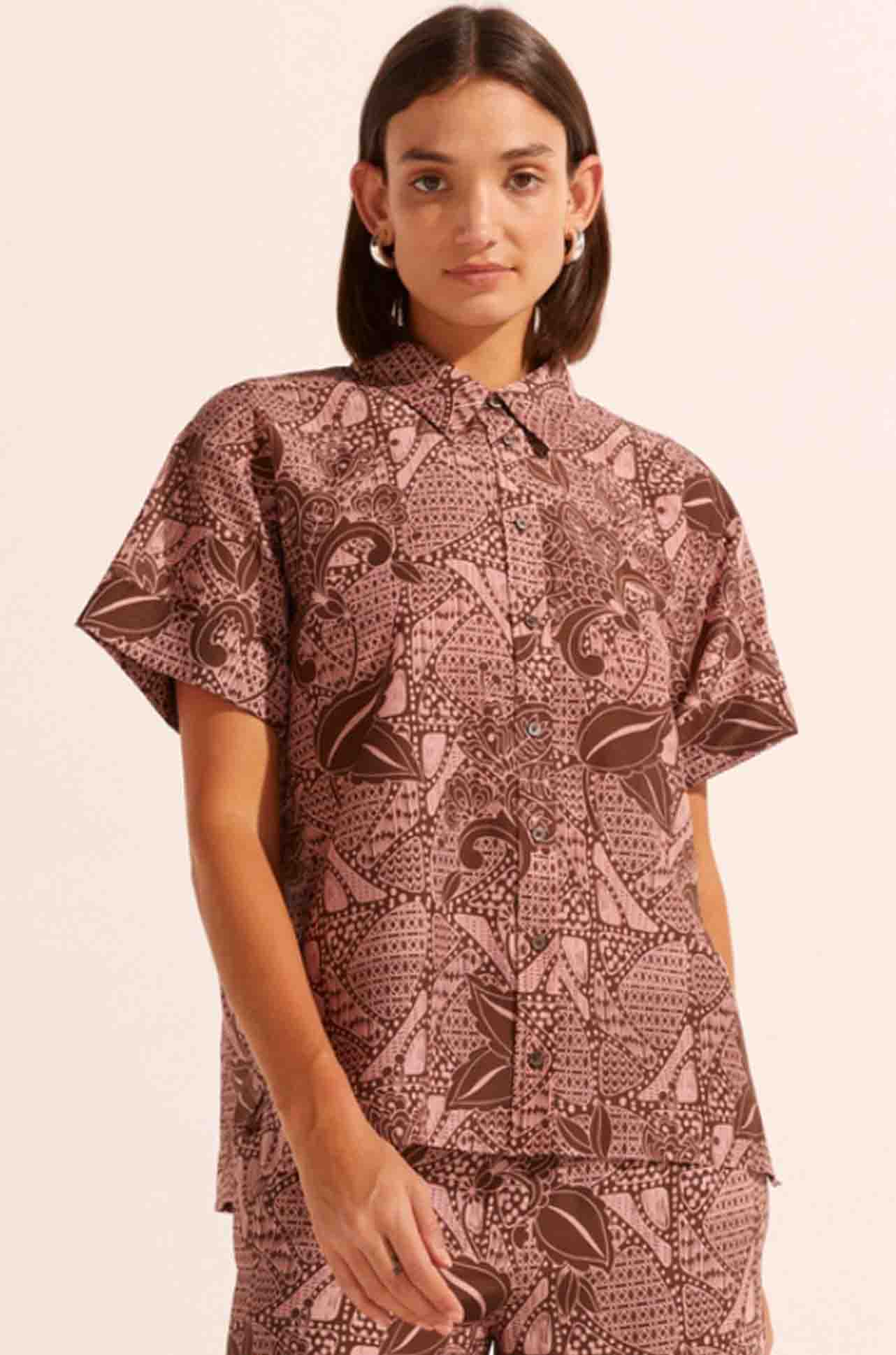 zoe kratzmann - jaunt top in cacao batik