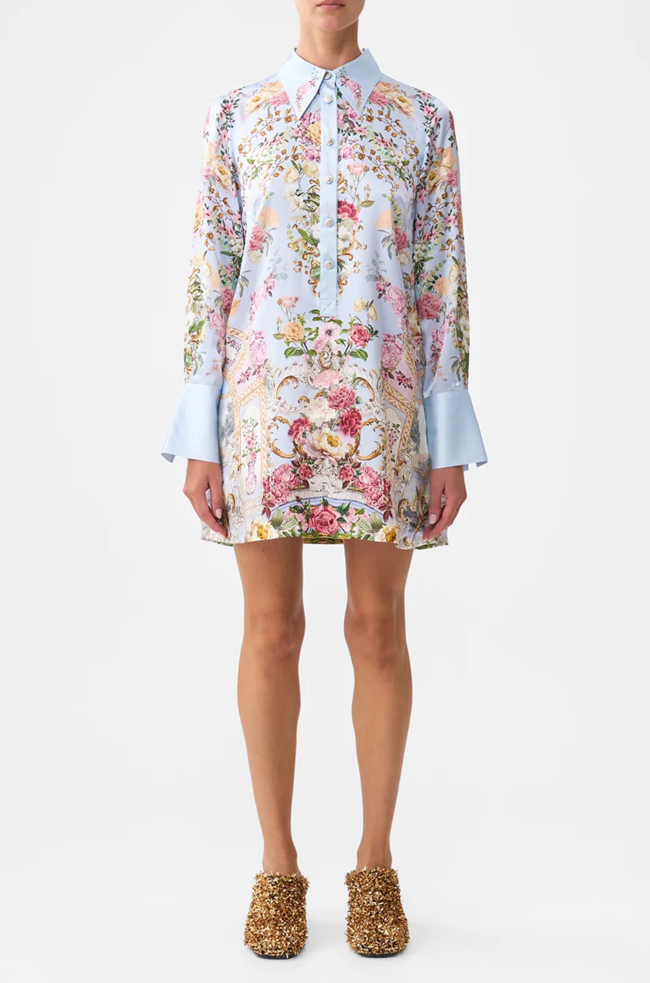 Camilla - Tiled In Time Mini Shirt Dress