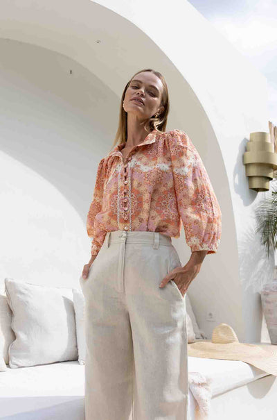 zoe kratzmann - outlook top in sunset mosaic