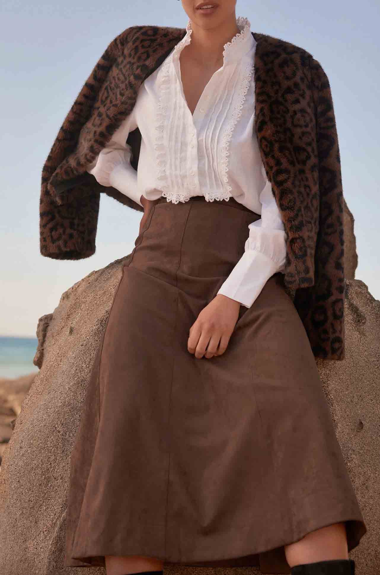 Zoe Kratzmann - stellar skirt in mocha