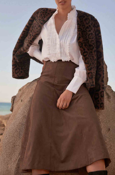 Zoe Kratzmann - stellar skirt in mocha