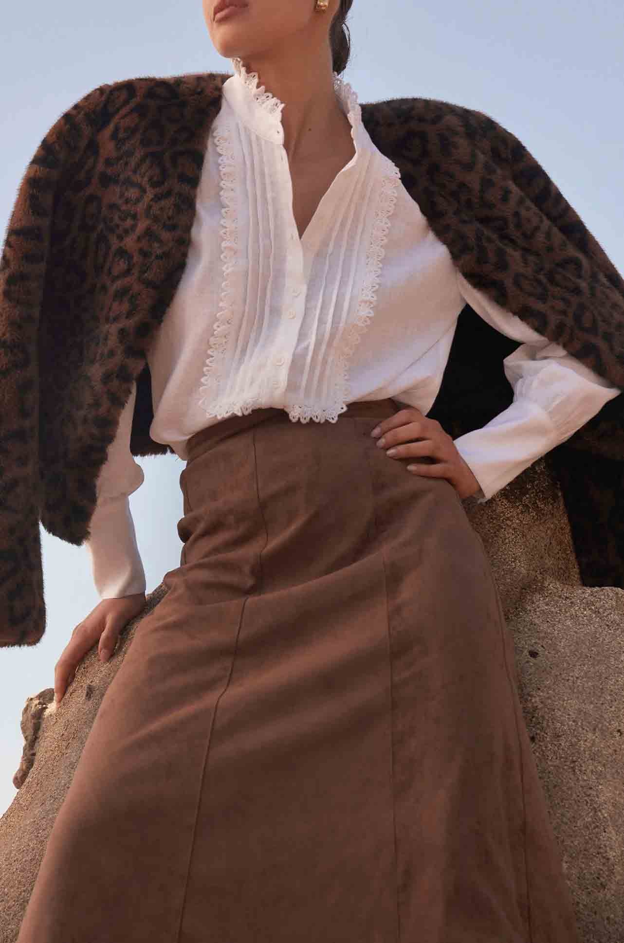 Zoe Kratzmann - stellar skirt in mocha