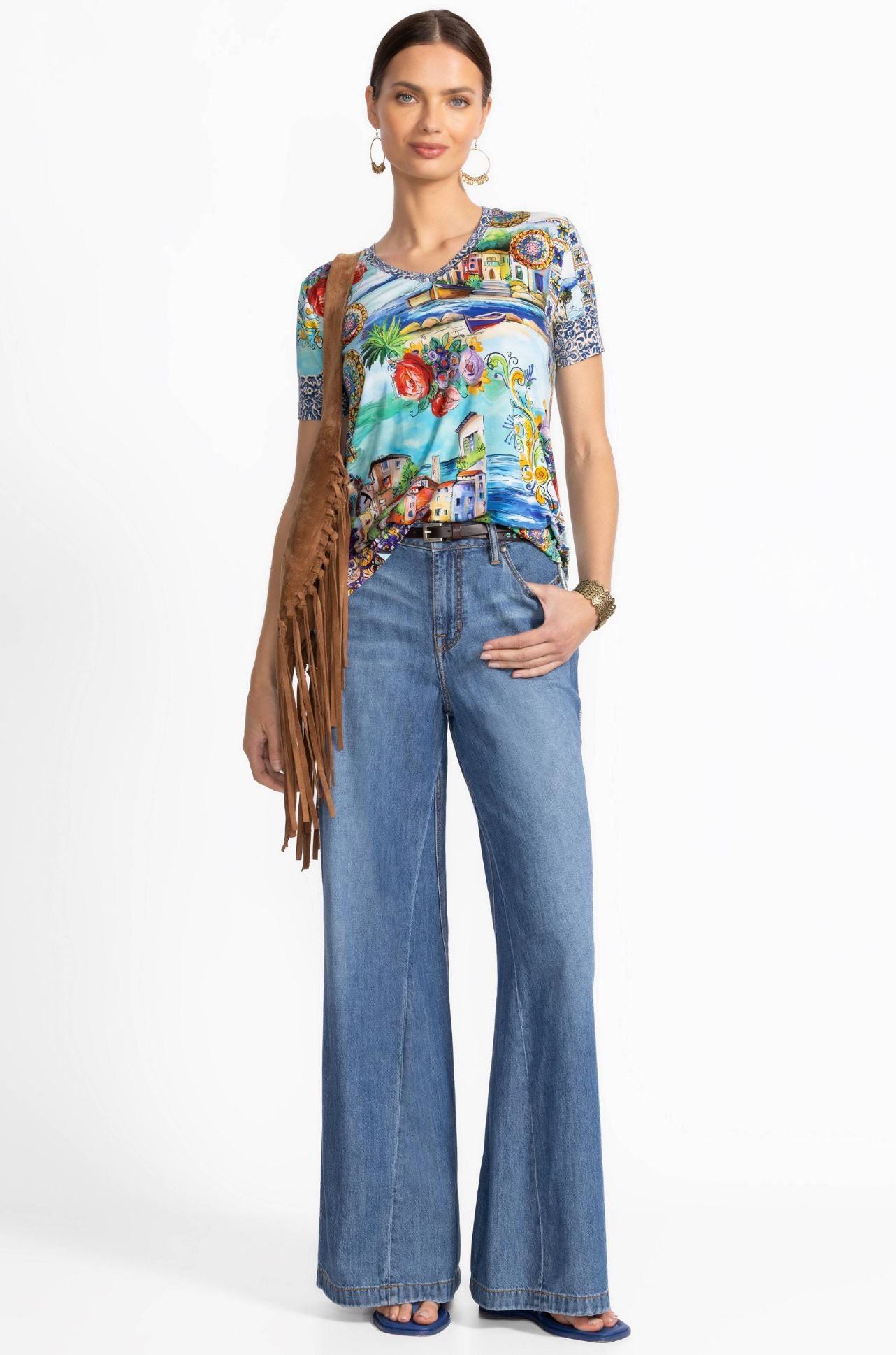 Johnny Was - The Janie Favorite Short Sleeve V Neck Swing Tee