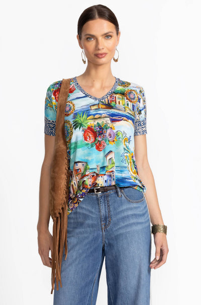 Johnny Was - The Janie Favorite Short Sleeve V Neck Swing Tee