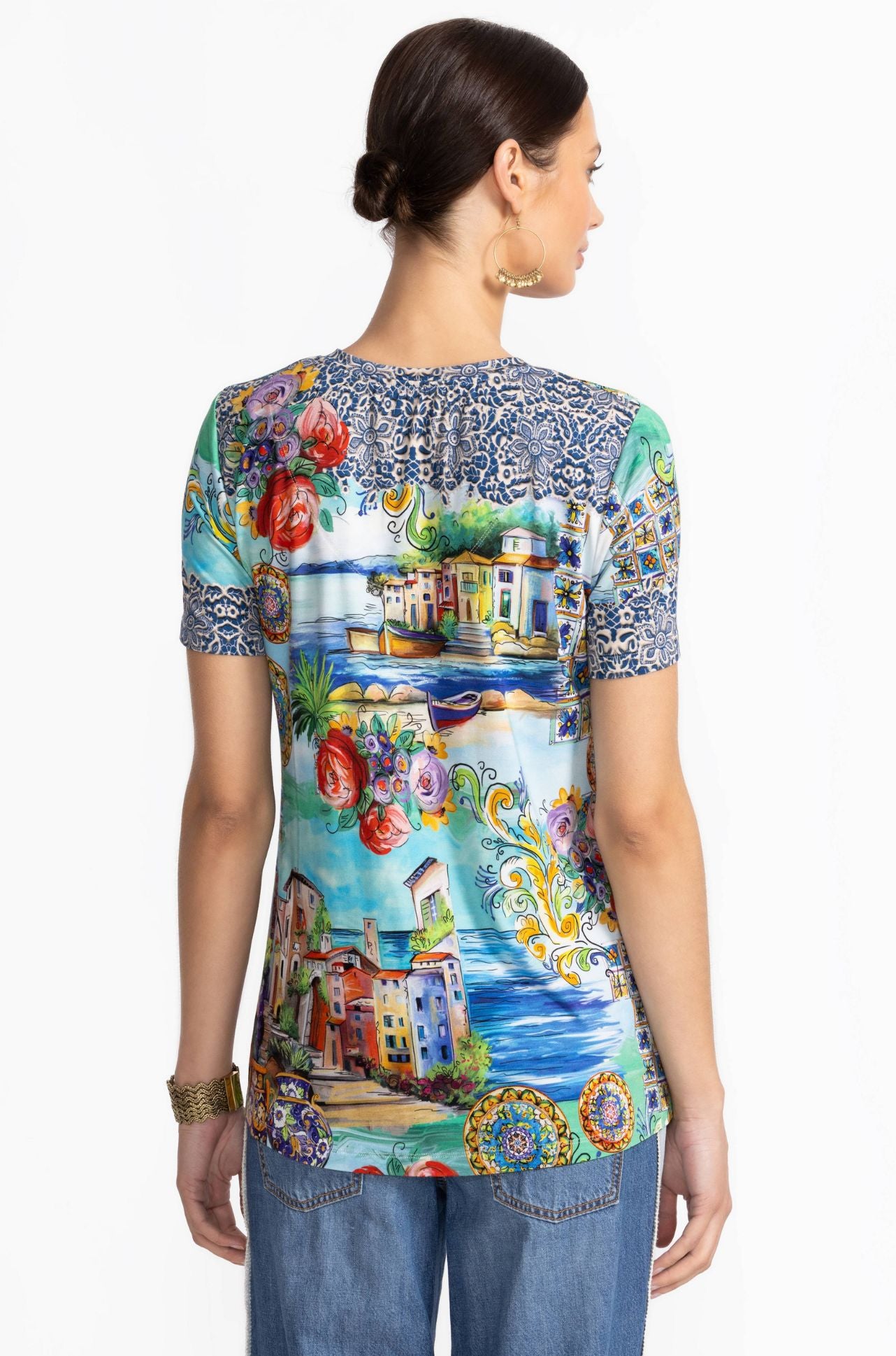 Johnny Was - The Janie Favorite Short Sleeve V Neck Swing Tee