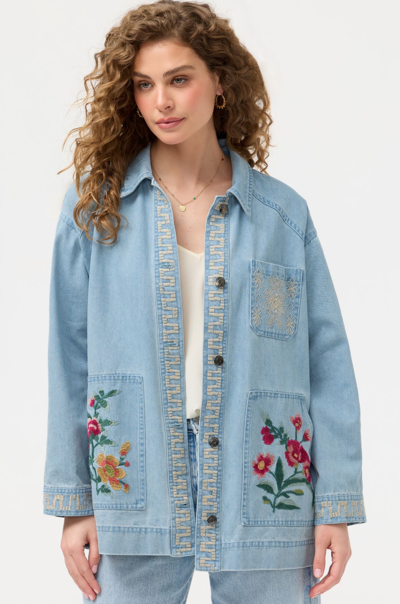 Johnny Was - Oversized Denim Trucker Jacket in Sunnie