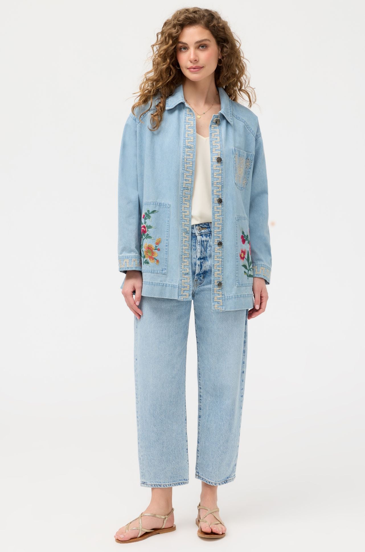Johnny Was - Oversized Denim Trucker Jacket in Sunnie