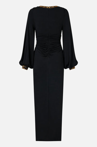 Camilla - Ottoman Elegance Waisted Draped Jersey Dress