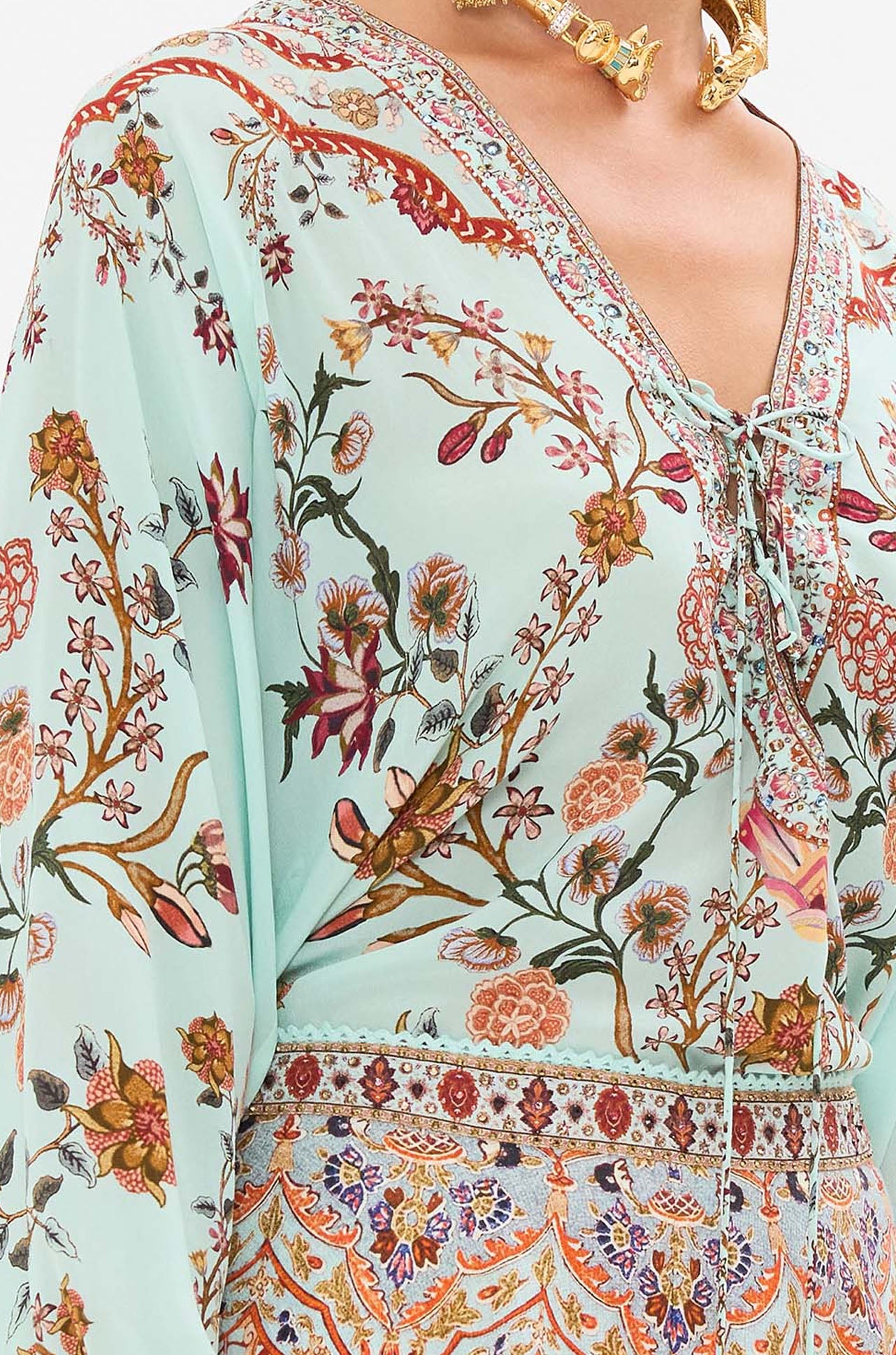 Camilla - Weaving Worlds Lace Up Blouse