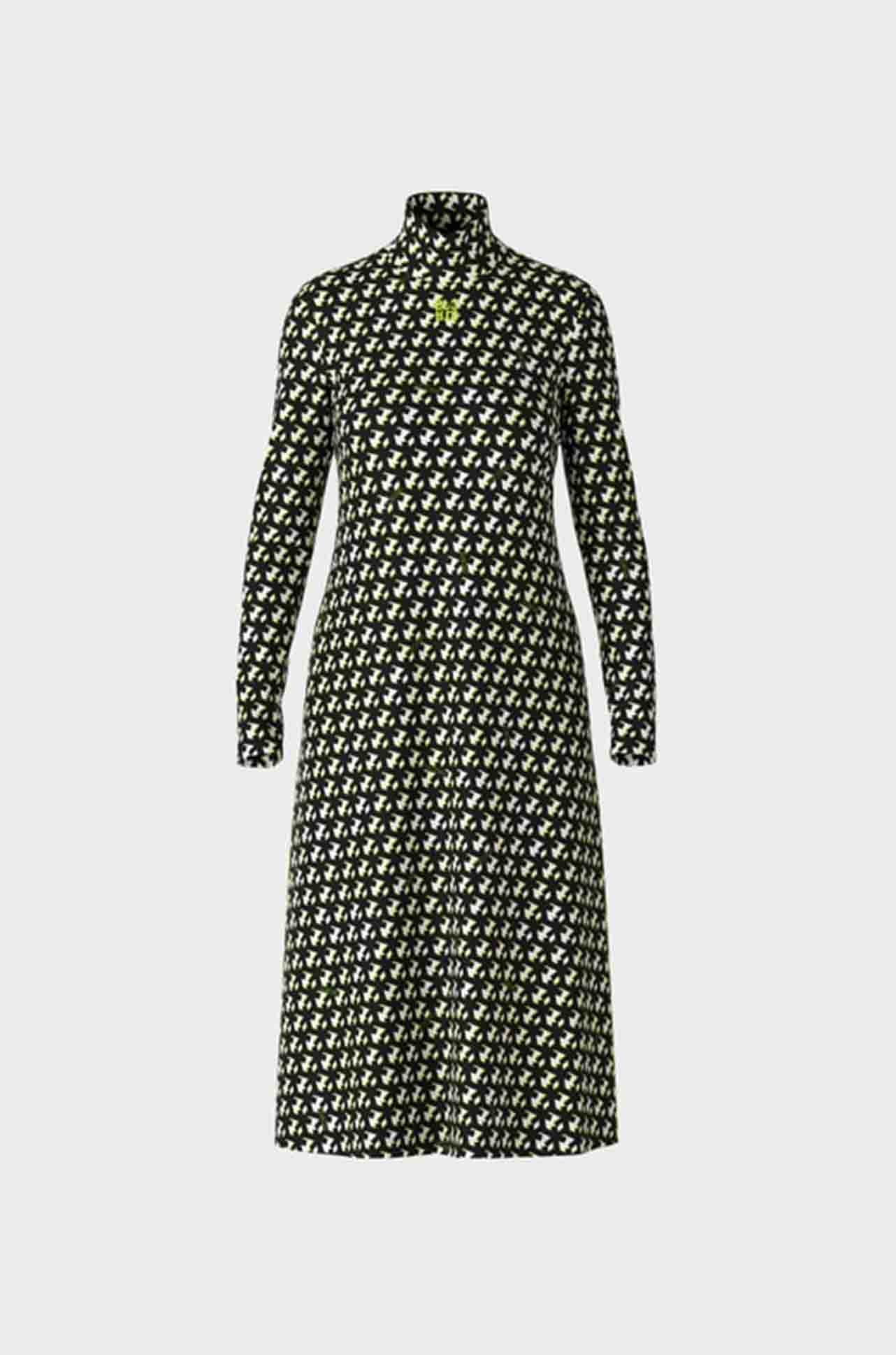 Marc Cain - Black/Fluro Print High Neck Dress