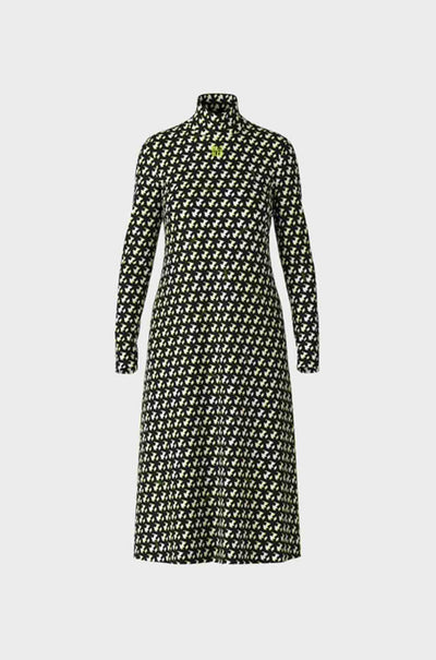 Marc Cain - Black/Fluro Print High Neck Dress