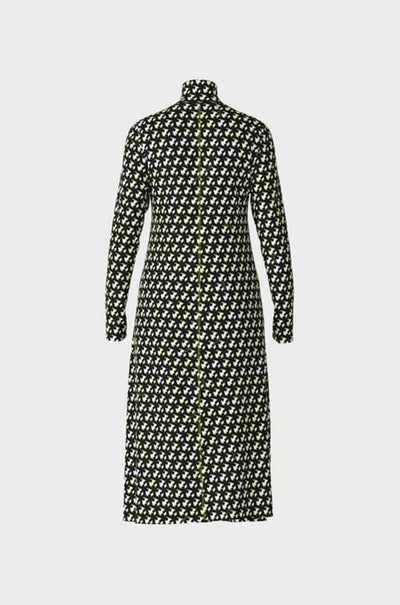 Marc Cain - Black/Fluro Print High Neck Dress