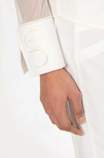 Elisa Cavaletti - Cuff Mesh Sleeve Shirt in Off White
