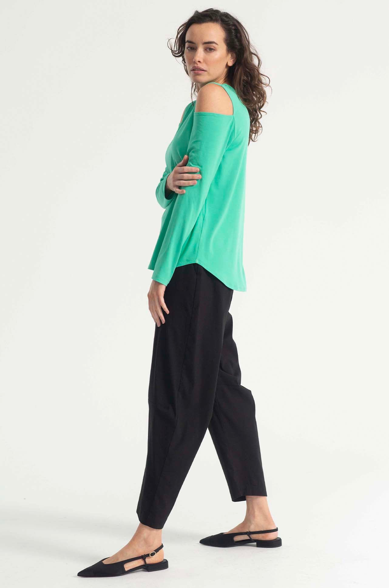 Mela Purdie - Slash Shoulder Top in Jade