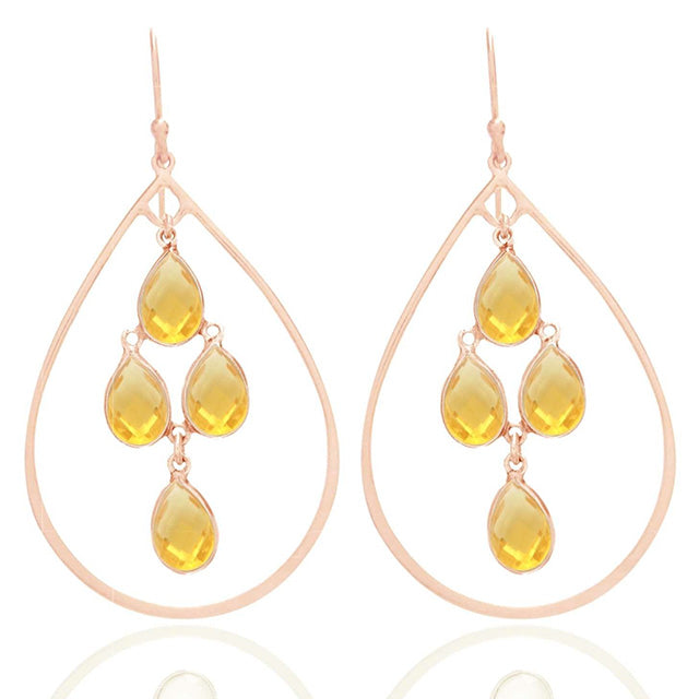 Nicole Fendel Jewellery - Freya Statement Earring Rose Gold Citrine
