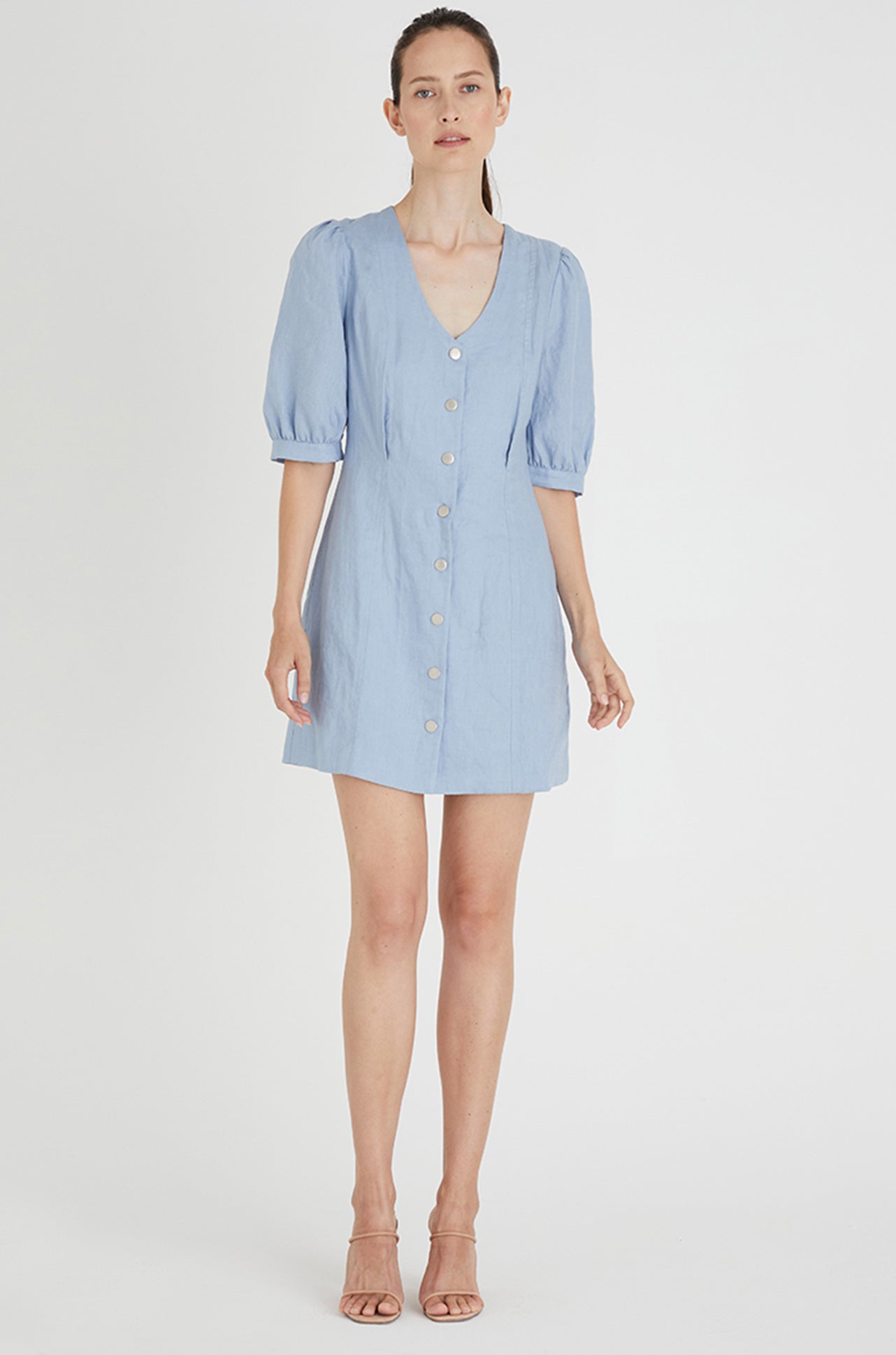 We Are Kindred - Lucia Puff Sleeve Button Through Mini Dress