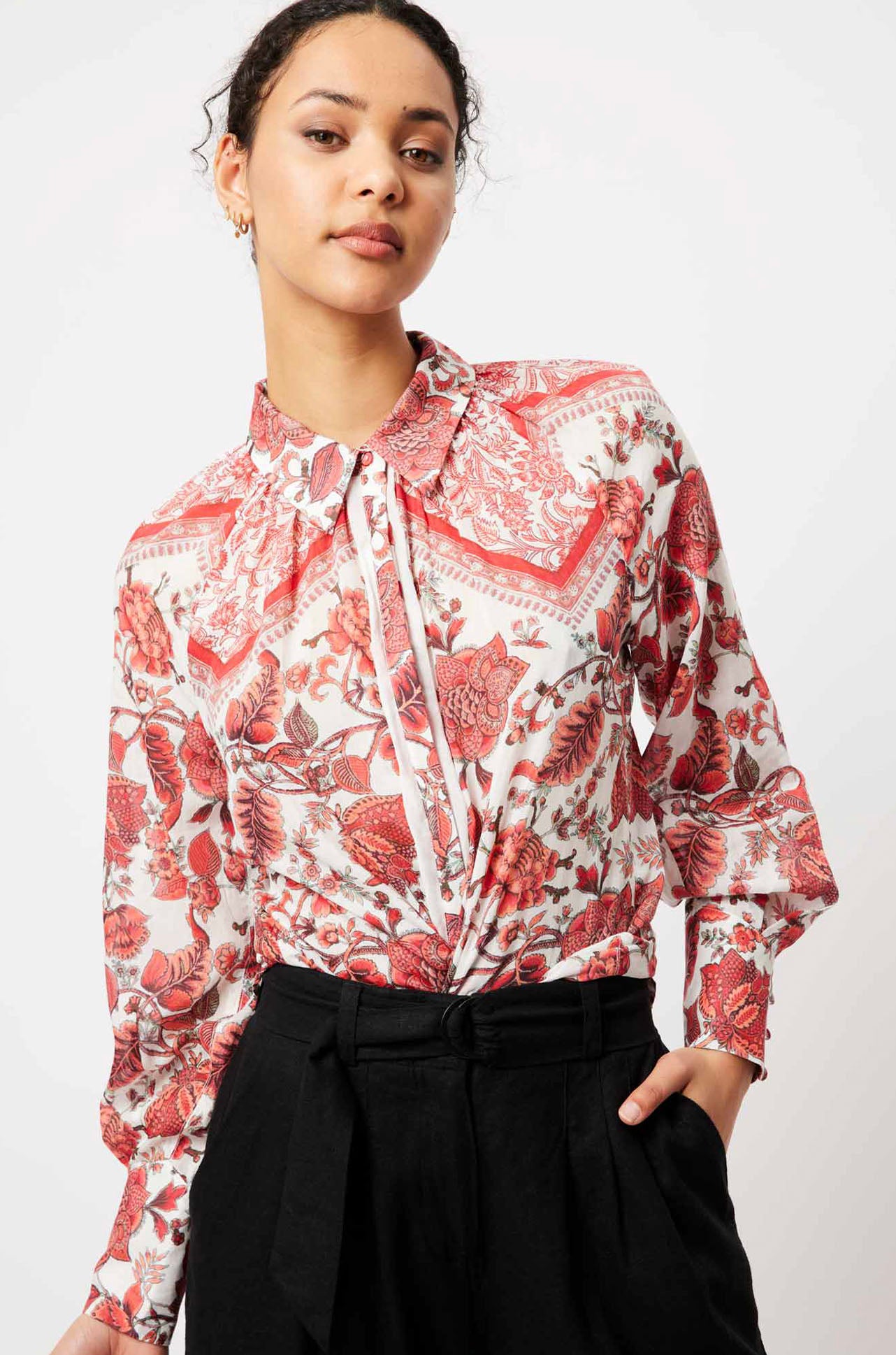 Once Was - Oceane Cotton/Silk Raw Edge Trim Shirt