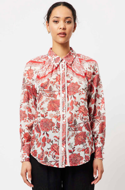 Once Was - Oceane Cotton/Silk Raw Edge Trim Shirt