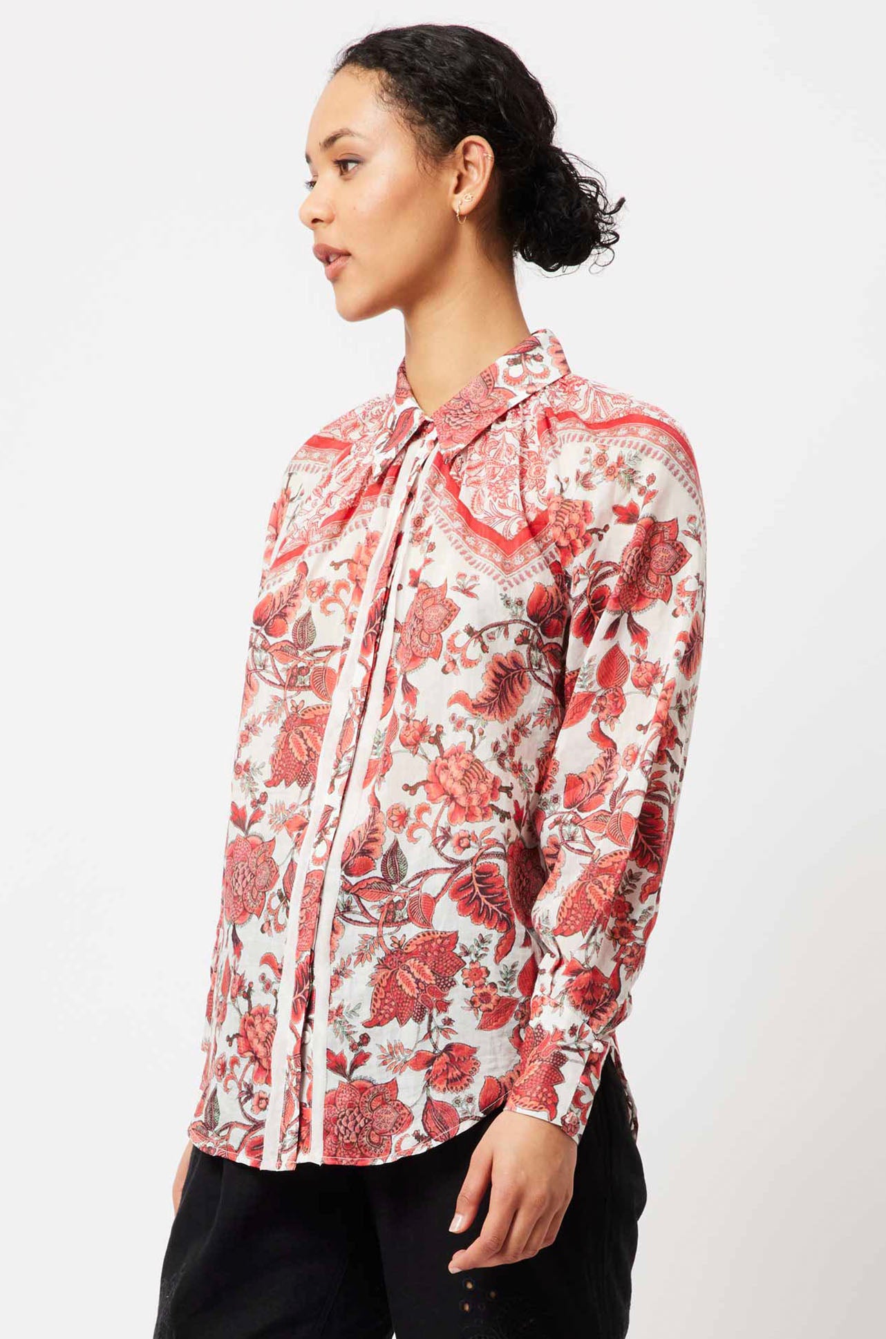 Once Was - Oceane Cotton/Silk Raw Edge Trim Shirt