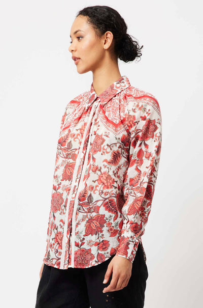 Once Was - Oceane Cotton/Silk Raw Edge Trim Shirt