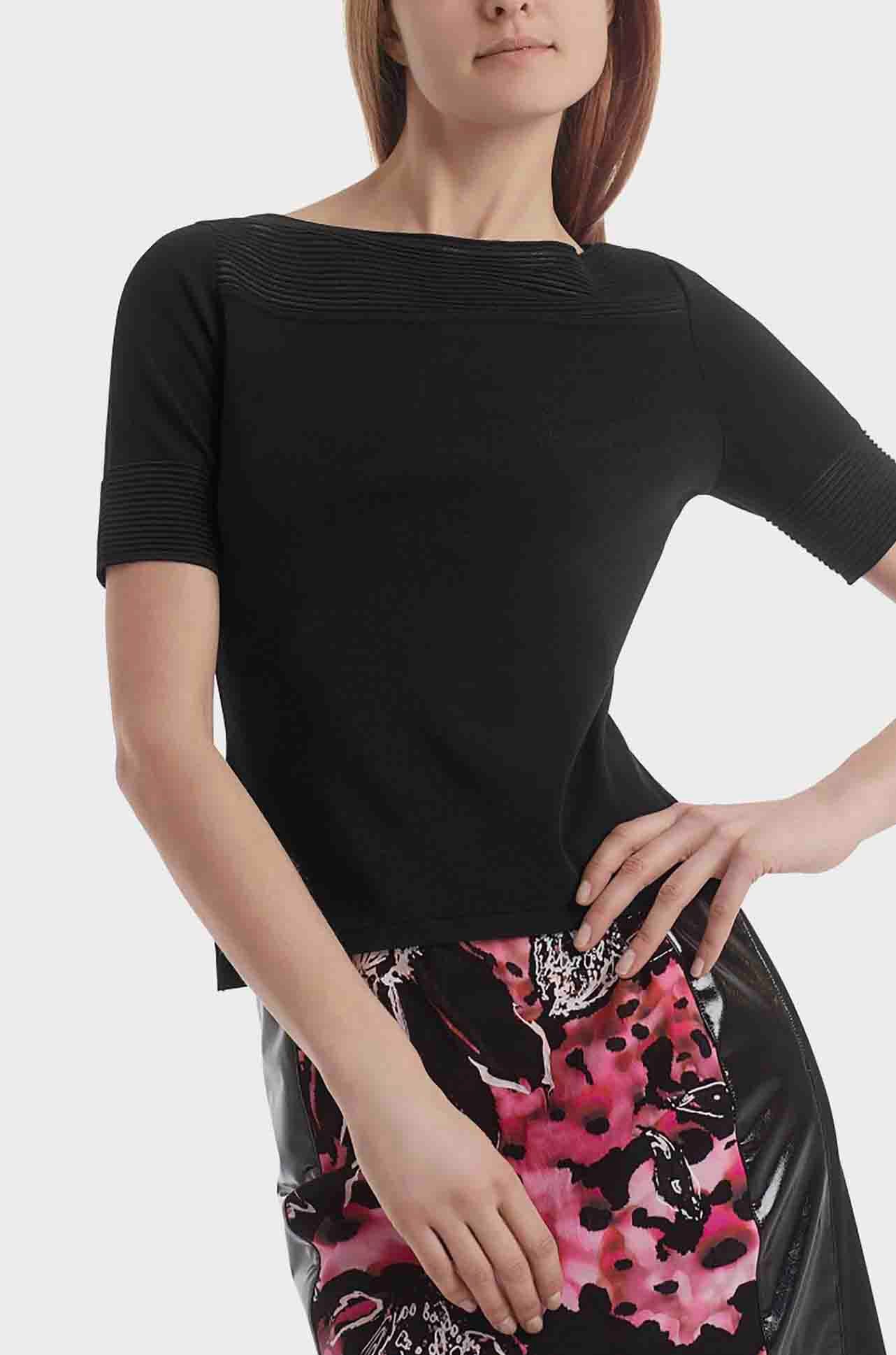 Marc Cain - Ribbed Mesh Boat Neck Top