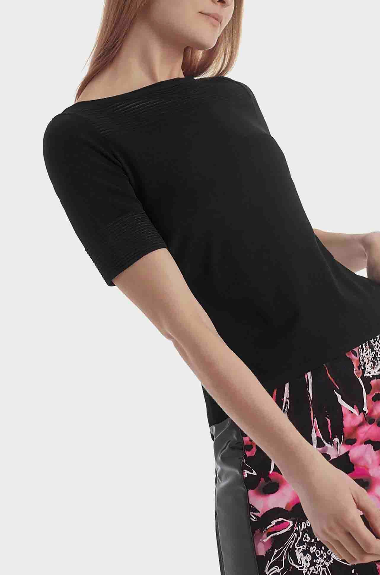 Marc Cain - Ribbed Mesh Boat Neck Top