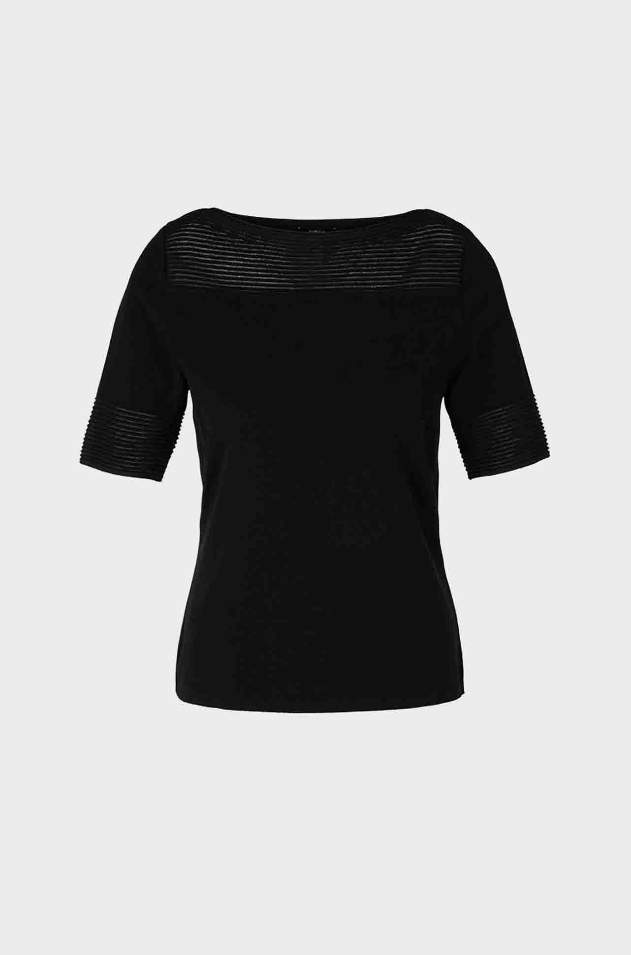 Marc Cain - Ribbed Mesh Boat Neck Top