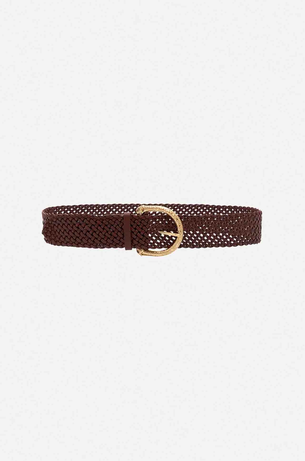 Camilla - Tan Tan Braided Leopard Buckle Belt