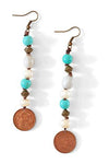 Mulberry Mongoose - Seed Turquoise Bronze Earrings