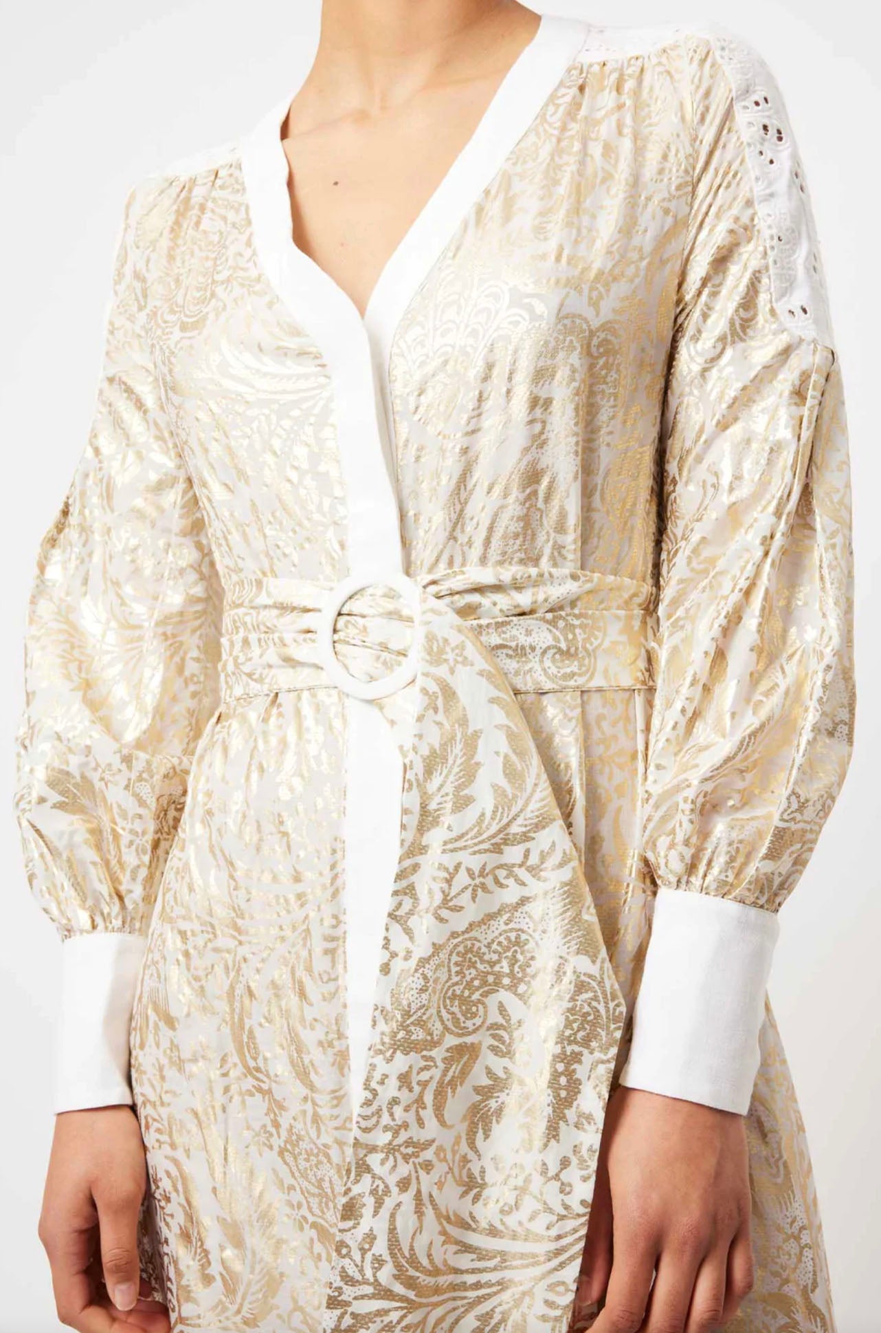 Once Was - Elysian Contrast Panel Coat Dress in Gilded Arcadia