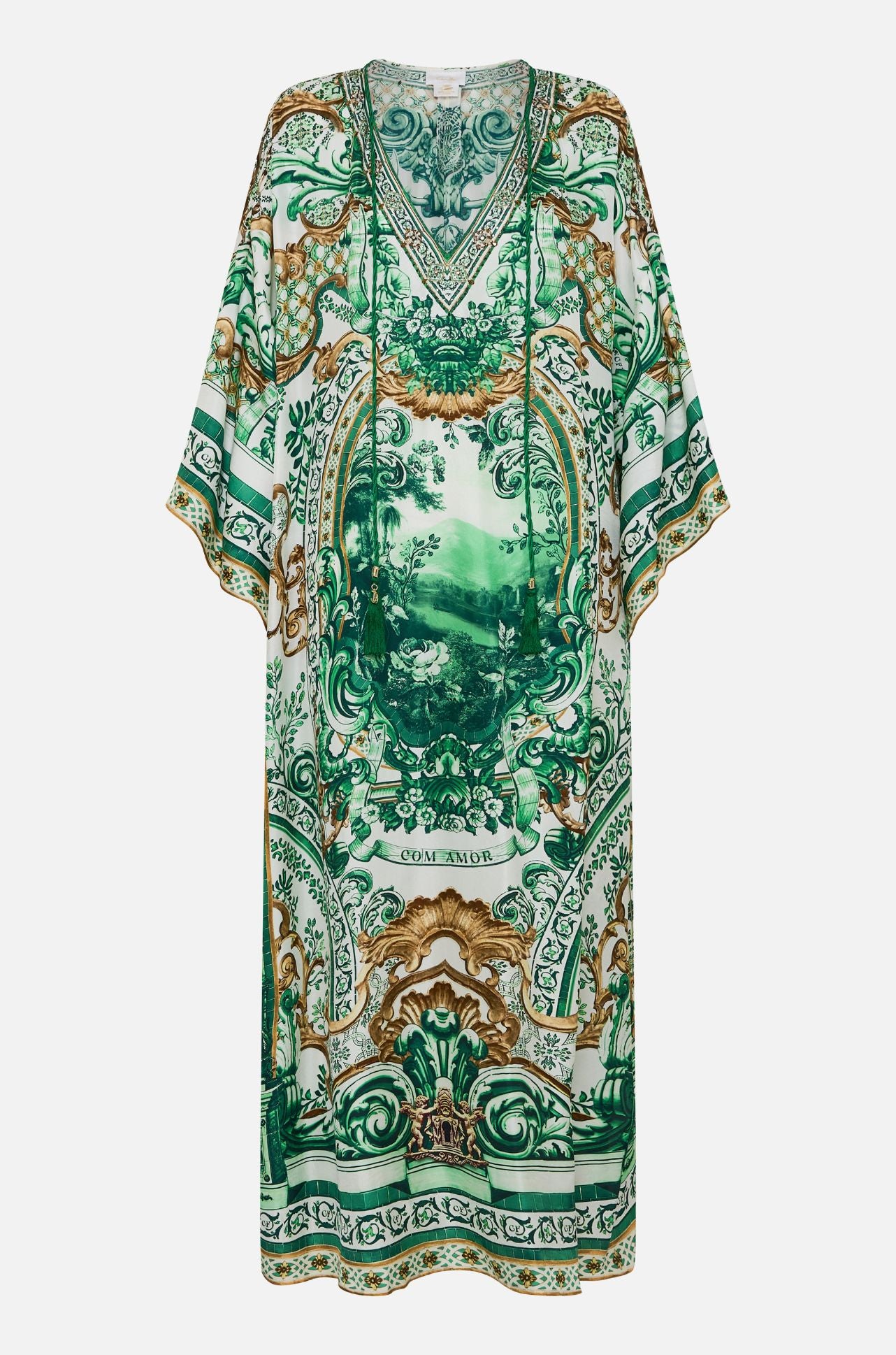 Camilla - Corridor Of Calm V Neck Kaftan with Ties