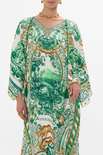 Camilla - Corridor Of Calm V Neck Kaftan with Ties