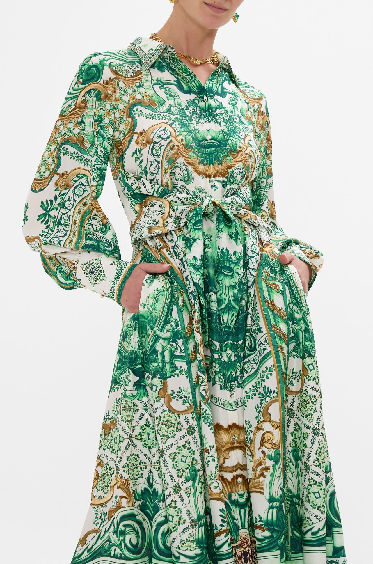 Camilla - Corridor Of Calm Waist Tie Shirt Dress