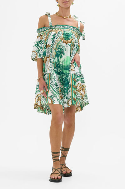 Camilla - Corridor Of Calm Off Shoulder Frill Dress with Straps