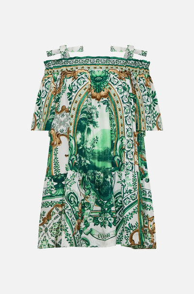 Camilla - Corridor Of Calm Off Shoulder Frill Dress with Straps