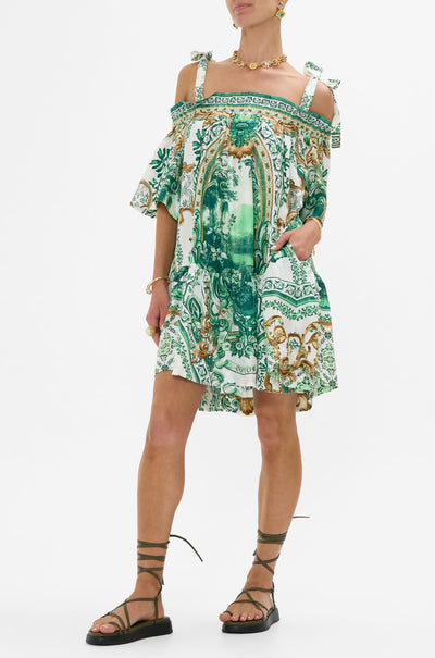 Camilla - Corridor Of Calm Off Shoulder Frill Dress with Straps