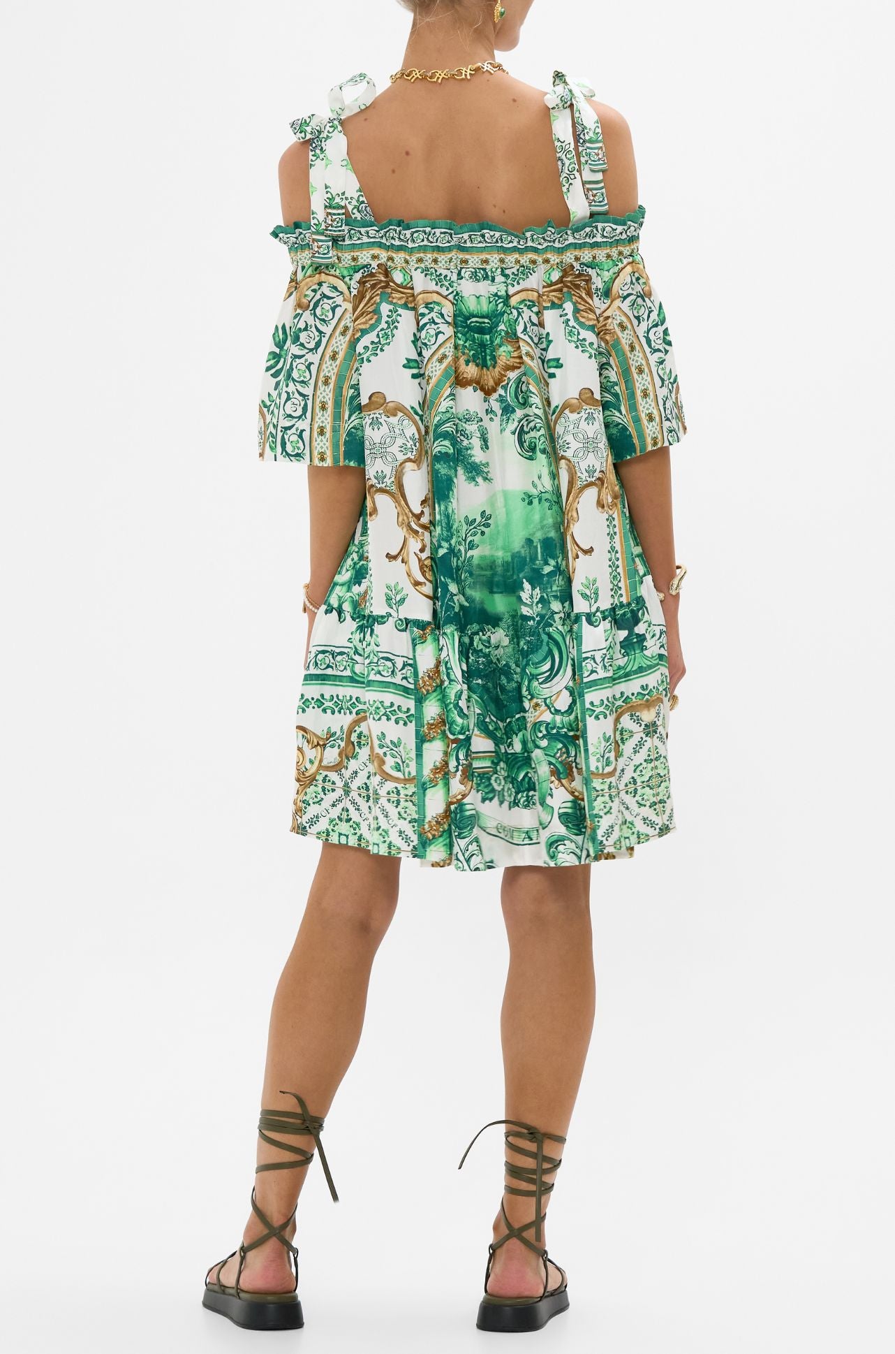 Camilla - Corridor Of Calm Off Shoulder Frill Dress with Straps