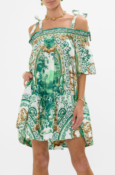 Camilla - Corridor Of Calm Off Shoulder Frill Dress with Straps