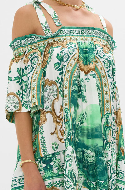Camilla - Corridor Of Calm Off Shoulder Frill Dress with Straps