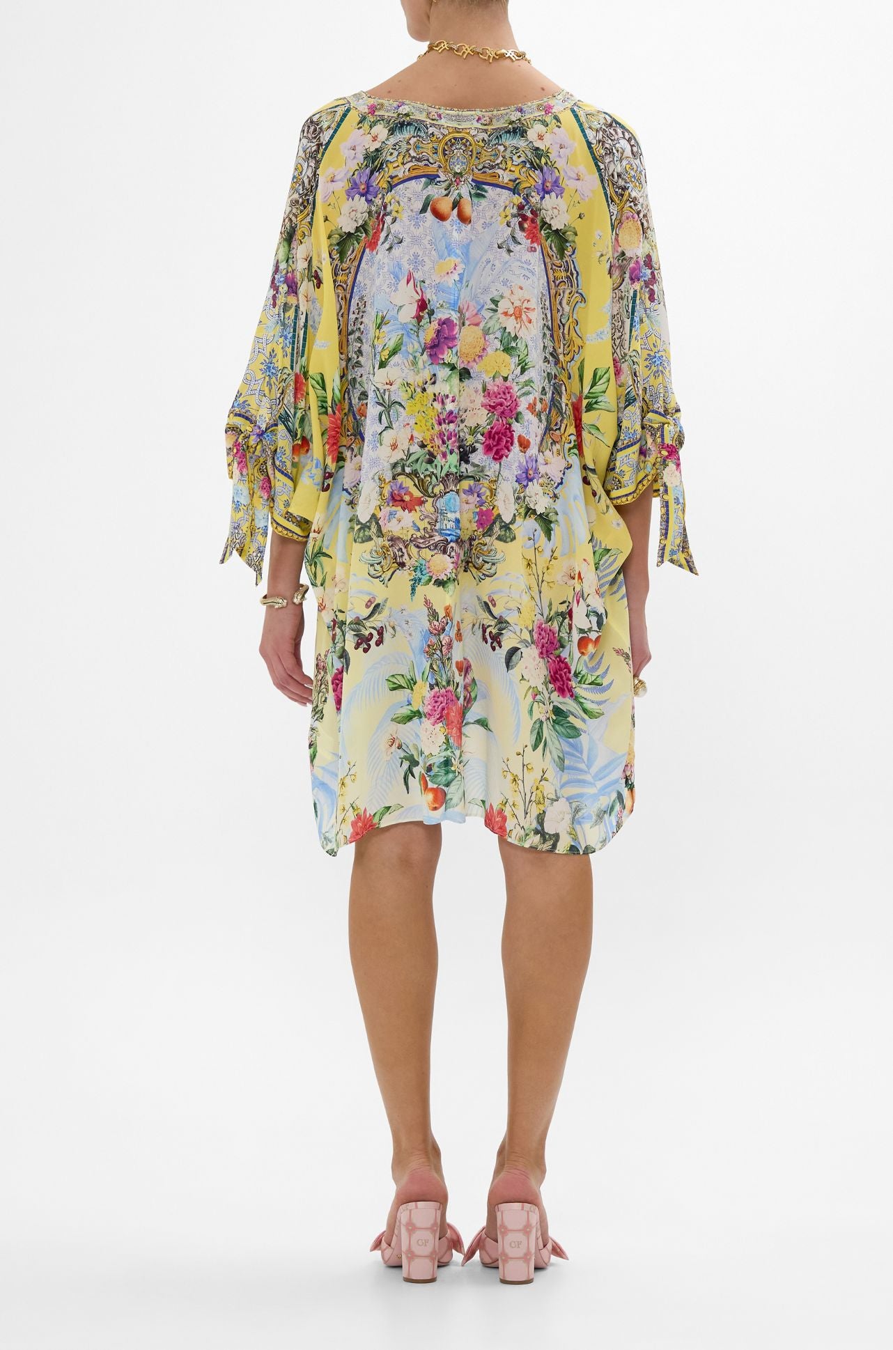Camilla - Flor Fantastica Tie Sleeve Short V Neck Kaftan