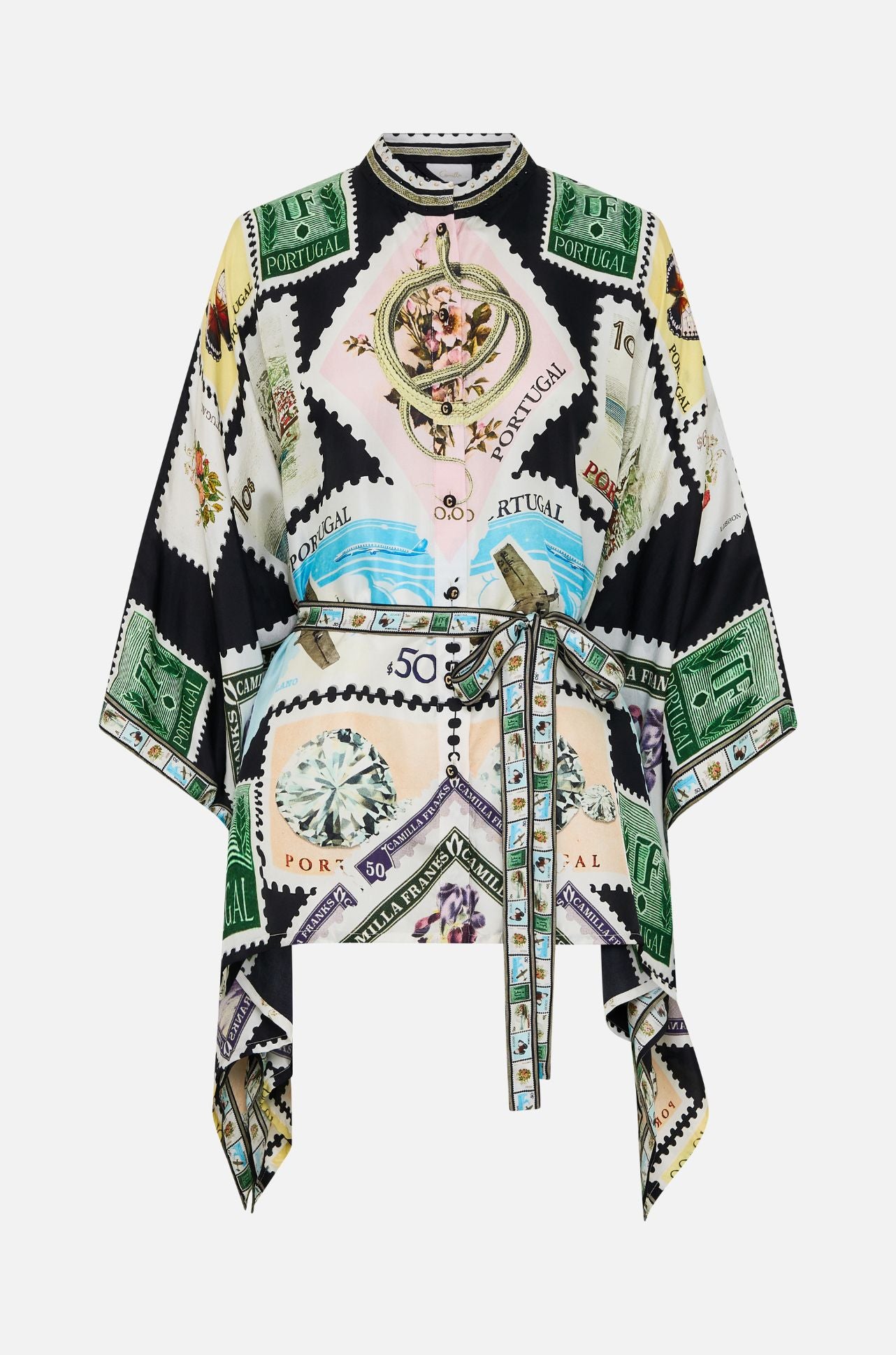 Camilla - My Porto Pen Pal Button Through Scarf Blouse