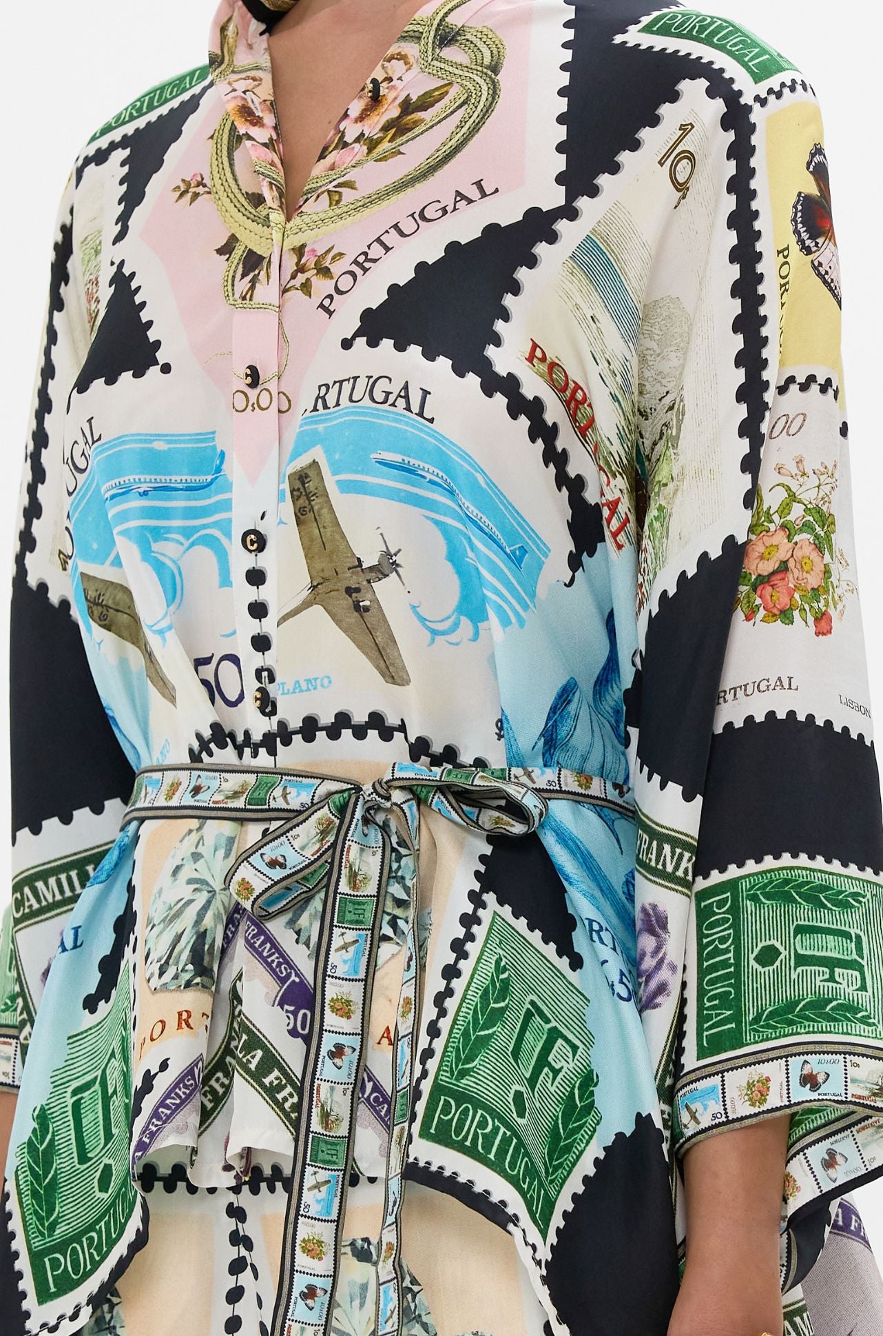 Camilla - My Porto Pen Pal Button Through Scarf Blouse