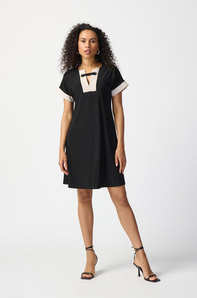 Joseph Ribkoff - Silky Knit Colour-Block A-Line Dress