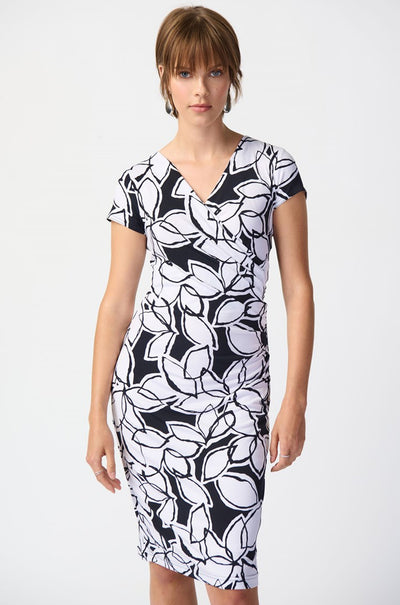 Joseph Ribkoff - Leaf Print Silky Knit Wrap Dress