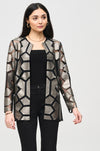 Joseph Ribkoff - Laser-Cut Leatherette on Mesh Jacket in Gunmetal