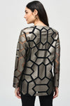 Joseph Ribkoff - Laser-Cut Leatherette on Mesh Jacket in Gunmetal